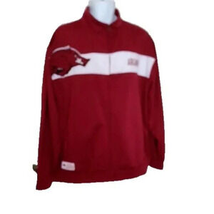 Majestic Section 101 Arkansas Razerbacks zip up Track Jacket red size L